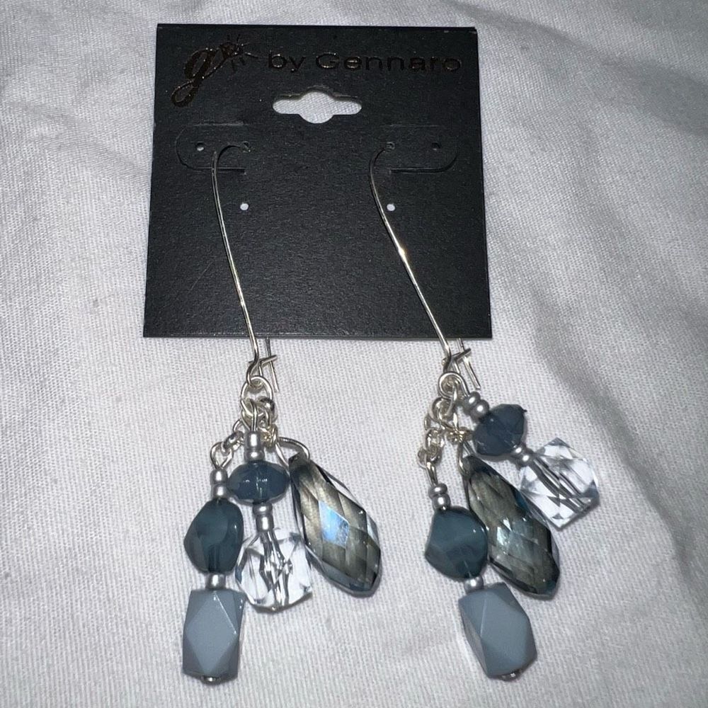 G by Gennaro Boho Blue Beaded Drop Earrings